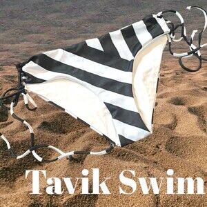 Tavik reversible bikini bottom blue black cabana stripe size‎ S New